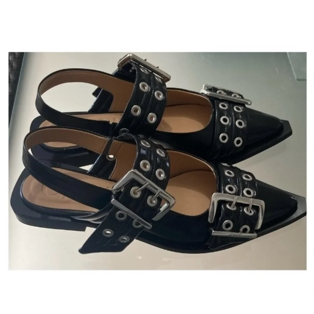 GANNI š¤ Chunky Buckle Slingback Ballerina Flats - Picture 12 of 16